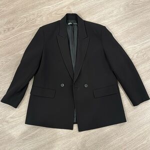 Zara Classic Black Double-Breasted Blazer